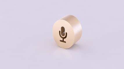 Microphone icon engraved in a cylinder. 3D Rendering.
