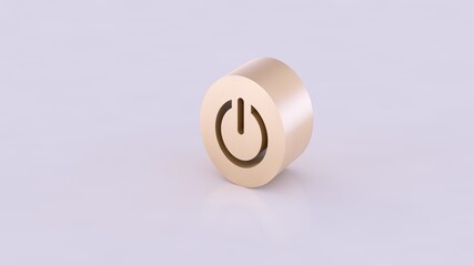 Power icon engraved in a cylinder. 3D Rendering.
