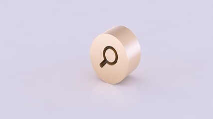 Search icon engraved in a cylinder. 3D Rendering.
