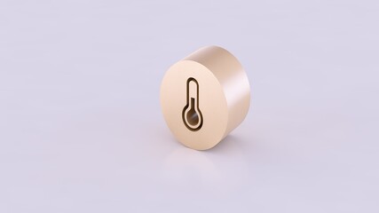 Thermometer icon engraved in a cylinder. 3D Rendering.
