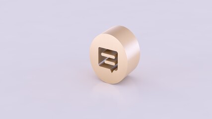 Comment icon engraved in a cylinder. 3D Rendering.
