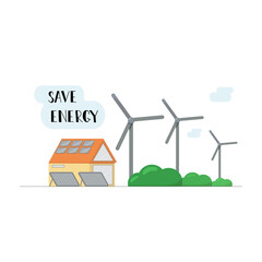 Save energy illustration for eco system design. Vector stock illustration isolated on white background.