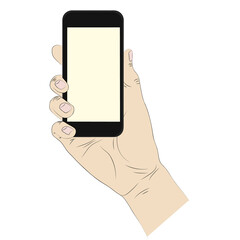 Illustration of isolated hand holding a smart phone