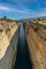 The stunning Corinth Canal connecting the Gulf of Corinth in the Ionian Sea with the Saronic Gulf in the Aegean Sea.