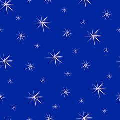 Seamless pattern with set drawn stars. Vector Wallpaper stars on a blue background