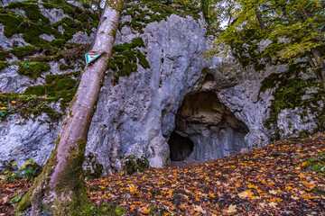 The Sperberloch at the Jagerhaus a cave in the Danube valley near Beuron