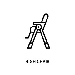 High chair baby flat line icon. Vector illustration chair for feeding baby.