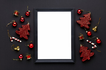 Christmas frame background with xmas tree. Merry hristmas greeting card. Winter season holidays. Happy New Year.