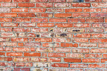 Old Worn Red Brick Wall
