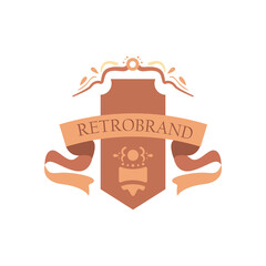 vintage ribbon on shield vector design