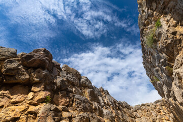 Ruins of the Tiryns hill fort with occupation ranging back seven thousand years, from before the beginning of the Bronze Age. Argolis, Peloponnese,Greece