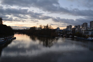 sunset over the river
