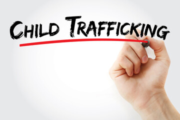 Child Trafficking text with marker
