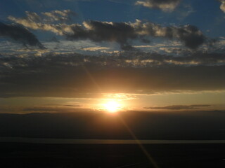 Sunrise hike to the old ruins of the archeological site of Masada in Israel by the Dead Sea