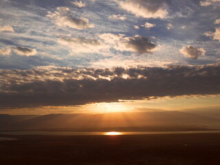 Sunrise hike to the old ruins of the archeological site of Masada in Israel by the Dead Sea
