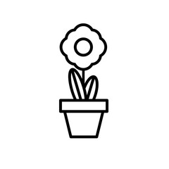 sunflower growth plant in ceramic pot line style icon