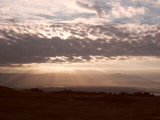 Sunrise hike to the old ruins of the archeological site of Masada in Israel by the Dead Sea