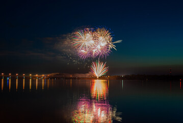 Fireworks. Salute multicolored on the black sky. 