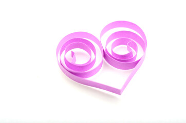 Quilling origami heart, purple paper heart