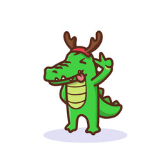 Cute crocodile with Christmas costume