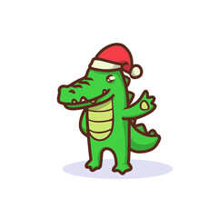 Cute crocodile with Christmas costume