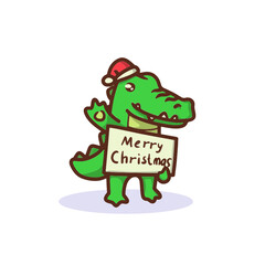 Cute crocodile with Christmas costume