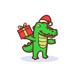 Cute crocodile with Christmas costume