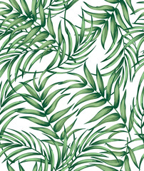 Jungle vector pattern with tropical leaves.Trendy summer print. Exotic seamless background.