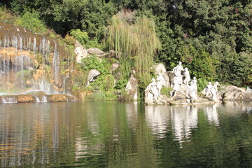 Caserta fountain in the garden 