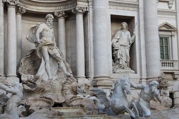 Naklejka premium Statue of Oceanus, Trevi fountain.