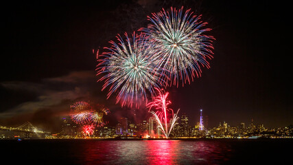 San Francisco New Year's Eve Fireworks with City Skyline