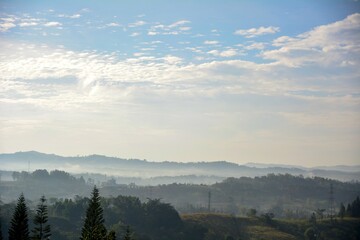 Landscape mountain view with the fog at Phu Kaew, Khao Kao, Phetchabun