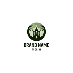 Castle and leaf logo combination. Nature Castle logo designs concept vector
