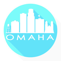 Omaha Nebraska Flat Icon Skyline Silhouette Design City Vector Art Famous Buildings.