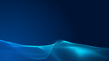 Dot blue wave light screen gradient texture background. Abstract  technology big data digital background. 3d rendering.