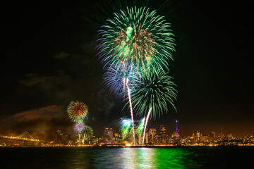 San Francisco New Year's Eve Fireworks with City Skyline
