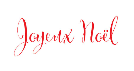 Obraz na płótnie Canvas “Joyeux Noël“ Handwritten in Red on a White Background