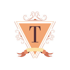 vintage label triangle with ribbon element vector design
