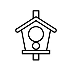 birds wooden house line style icon