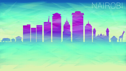 Nairobi Kenya. Broken Glass Abstract Geometric Dynamic Textured. Banner Background. Colorful Shape Composition.