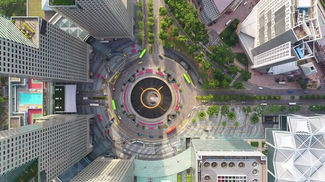 SINGAPORE - FEBRUARY 4: Aerial Top view Fountain of Wealth at Suntec city in Singapore, It is landmark financial business district with skyscraper on February 4, 2020 in Singapore.	