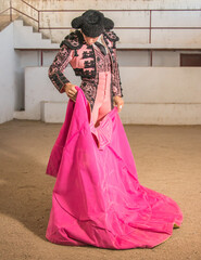 concentrated bullfighter waiting his turn