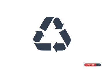 Triangular Recycle Icon. Geometric Cycle Arrow isolated on White Background. Flat Vector Icon Design Template Element.