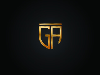 Fototapeta GA shield shape Gold Color logo Design obraz