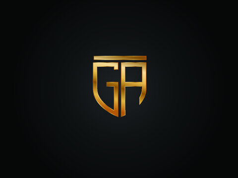 GA shield shape Gold Color logo Design