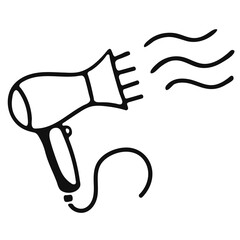 Hair dryer doodle icon