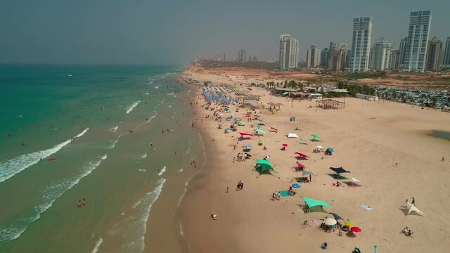 shores of the Mediterranean sea in Netanya