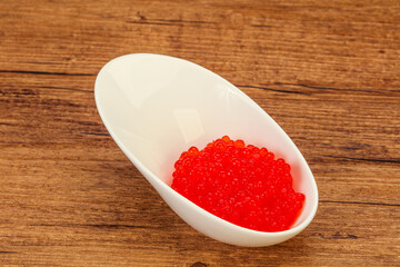 Red salmon caviar in the bowl