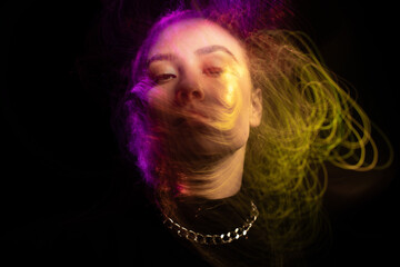 Portrait in the style of light painting. Long exposure photo