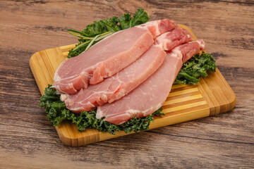 Raw pork steak for cooking